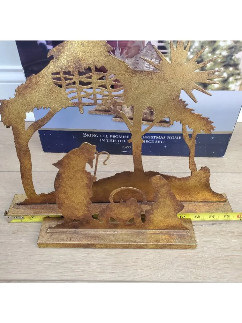 Promise of Christmas Deluxe Gold Nativity Robert Stanley Metal 2 Piece Set Boxed